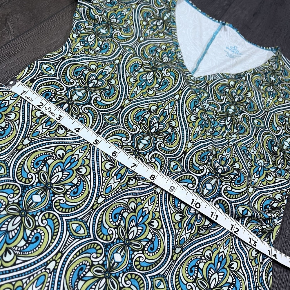 Prana Nadia Veeda‎ Sun Dress Green 3/4 Sleeve Faux Wrap Empire Waist Stretch S - Picture 3 of 10